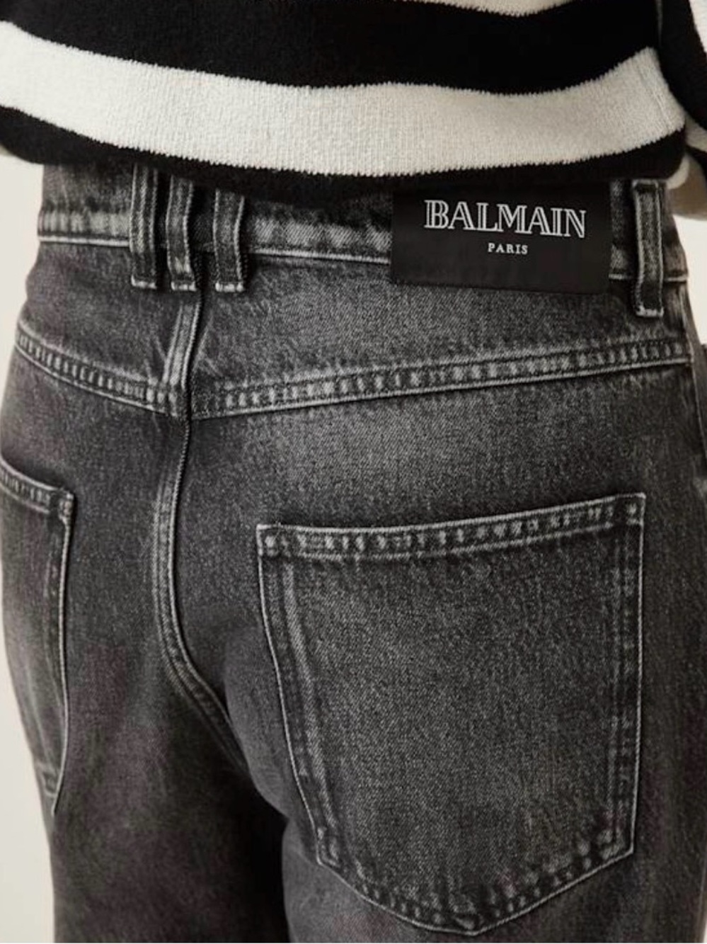 Balmain Menโs Washed Black Relaxed Jeans